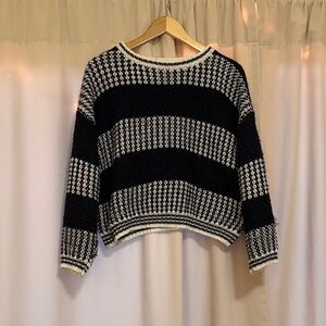 Navy and White Striped Women's Sweater